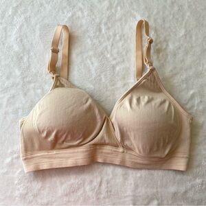 Seamless Nursing Bra Nude Tan Wireless Maternity Bralette Size Large Comfortable